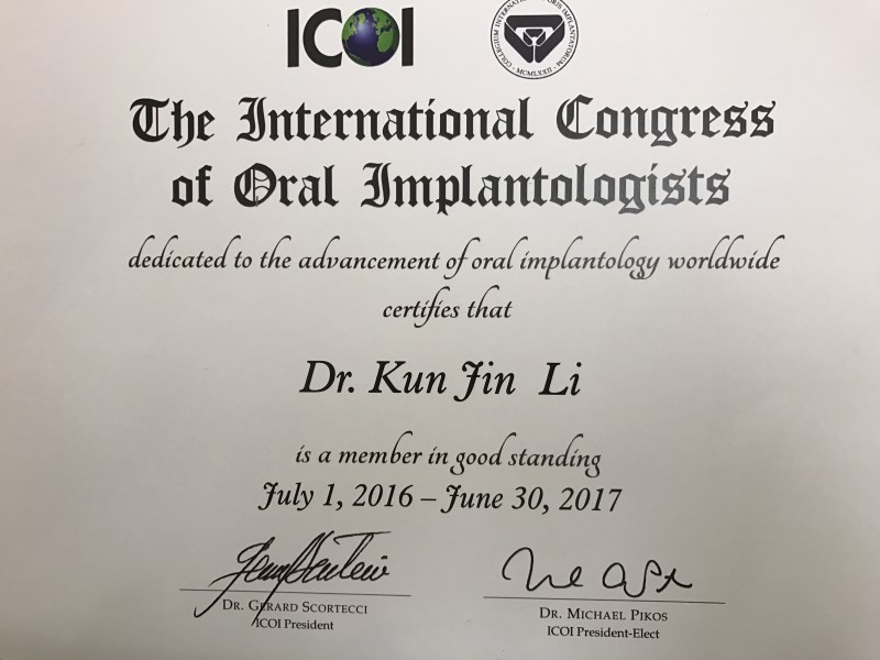 美國ICOI植牙醫學會
